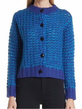 Simon Miller Blue and Teal Chunky Knit Button Cardigan